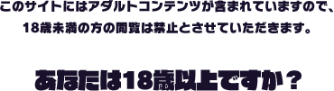 このサイトにはアダルトコンテンツが含まれていますので、１８歳未満の方の閲覧は禁止とさせていただきます。あなたは１８歳以上ですか？